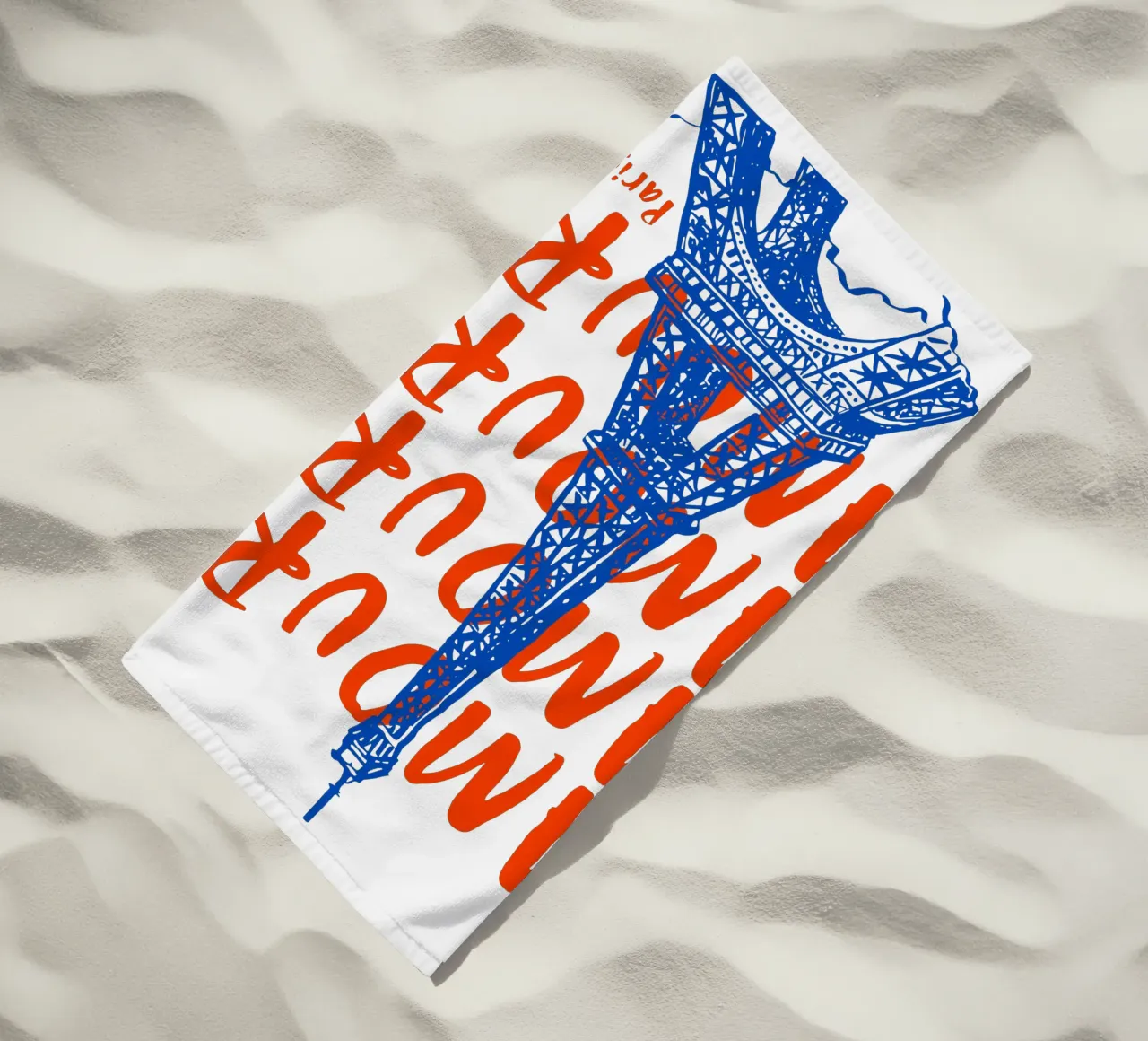 blue Eiffel Tower design telo mare da ramosashop