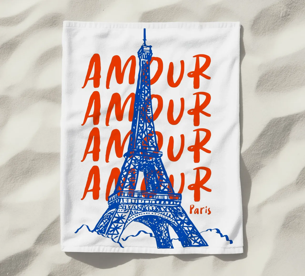 blue Eiffel Tower design telo mare da ramosashop