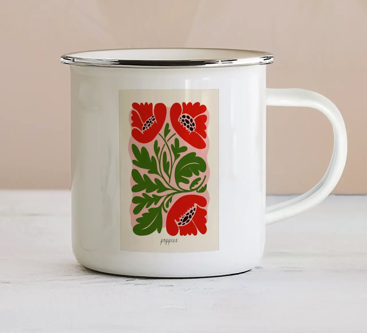 Papaveri rossi tazza in smalto da IamHomeStudio