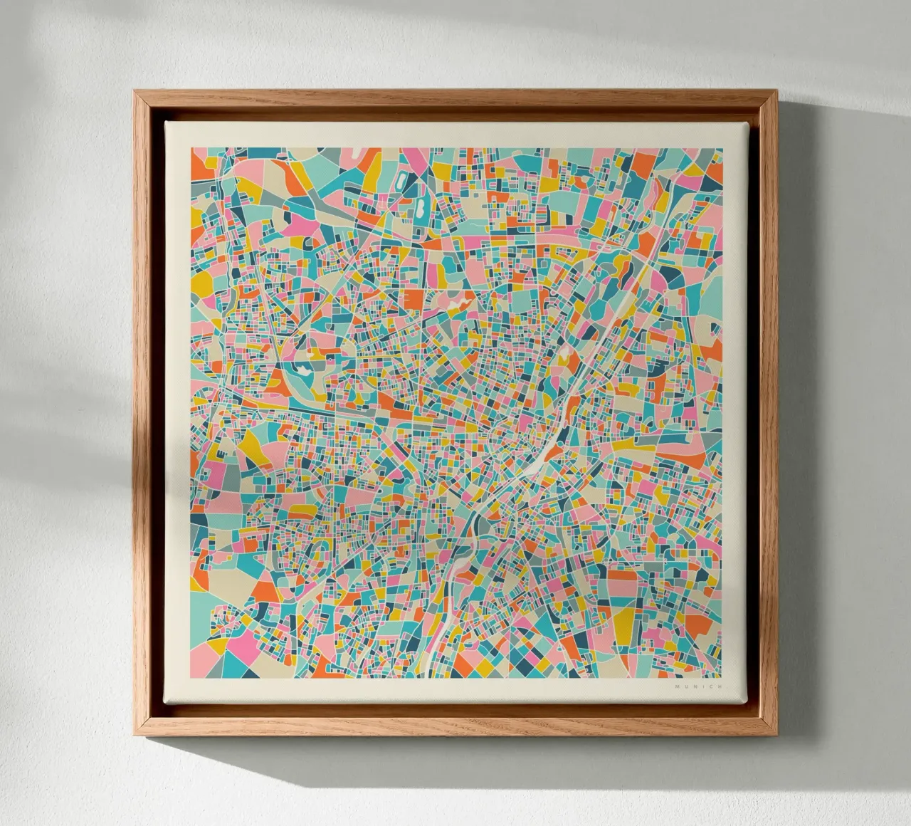 MUNICH KAART canvas met Baklijst van Jazzberry Blue