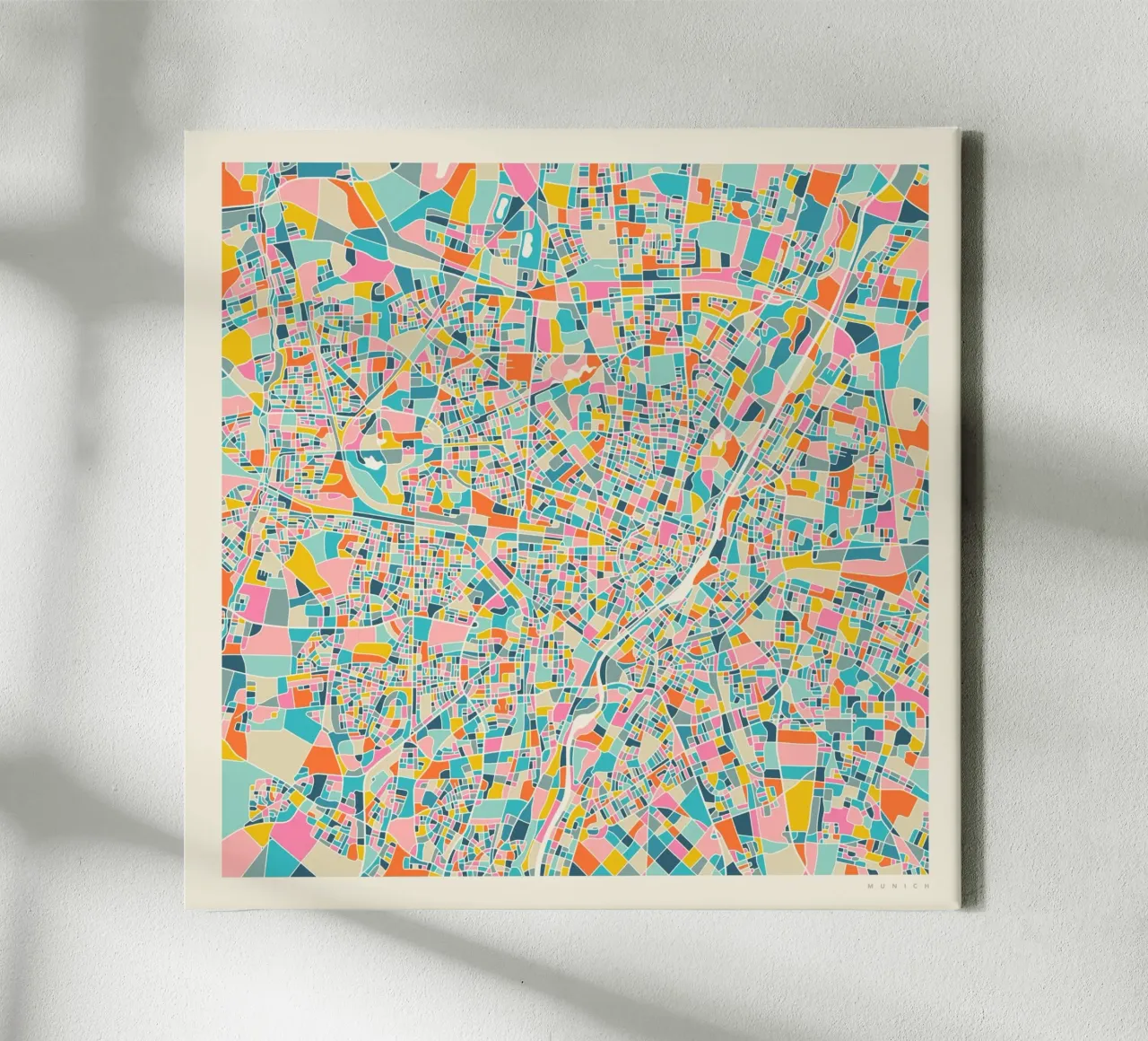 MUNICH KAART canvas met Baklijst van Jazzberry Blue
