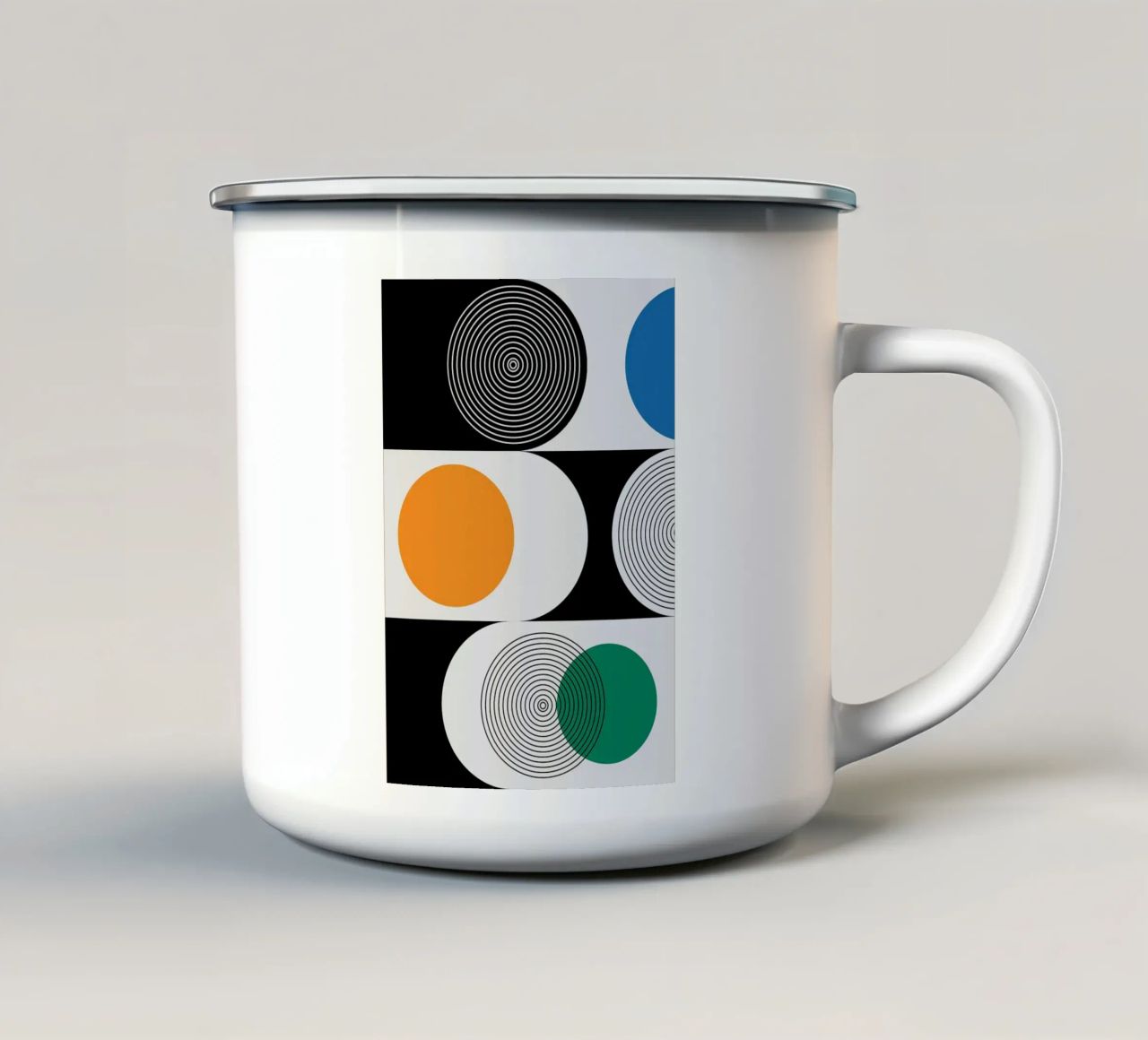 cerchi concentrici sovrapposti geometrici tazza in smalto da Lindsey W Fernandez