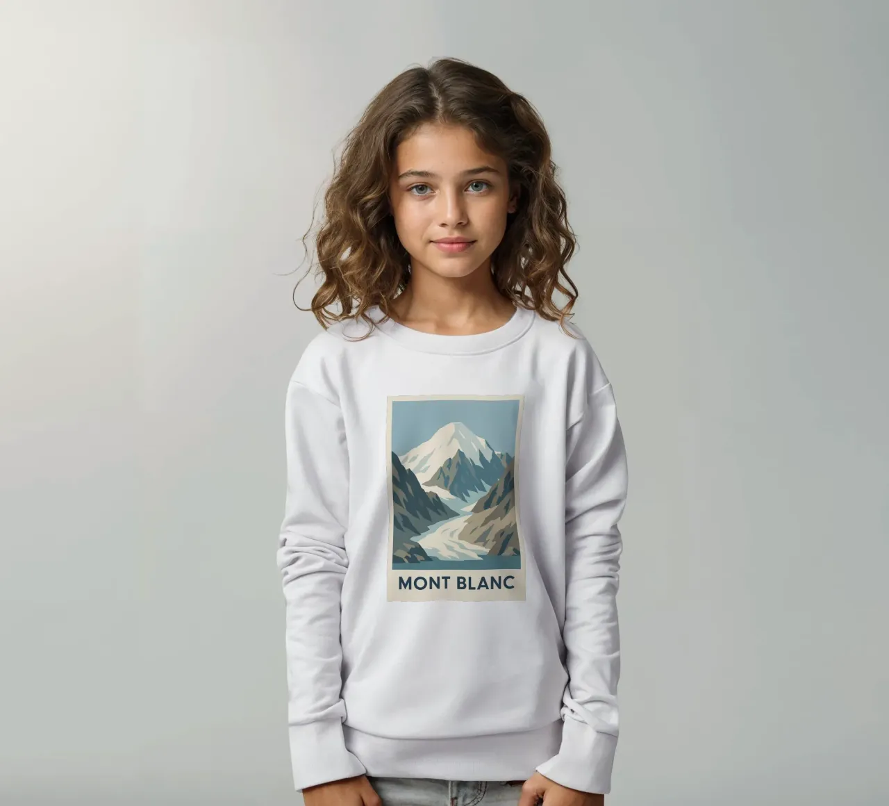 Il Monte Bianco, la forza tranquilla delle vette felpa bambino da JETLAG | affiches voyage