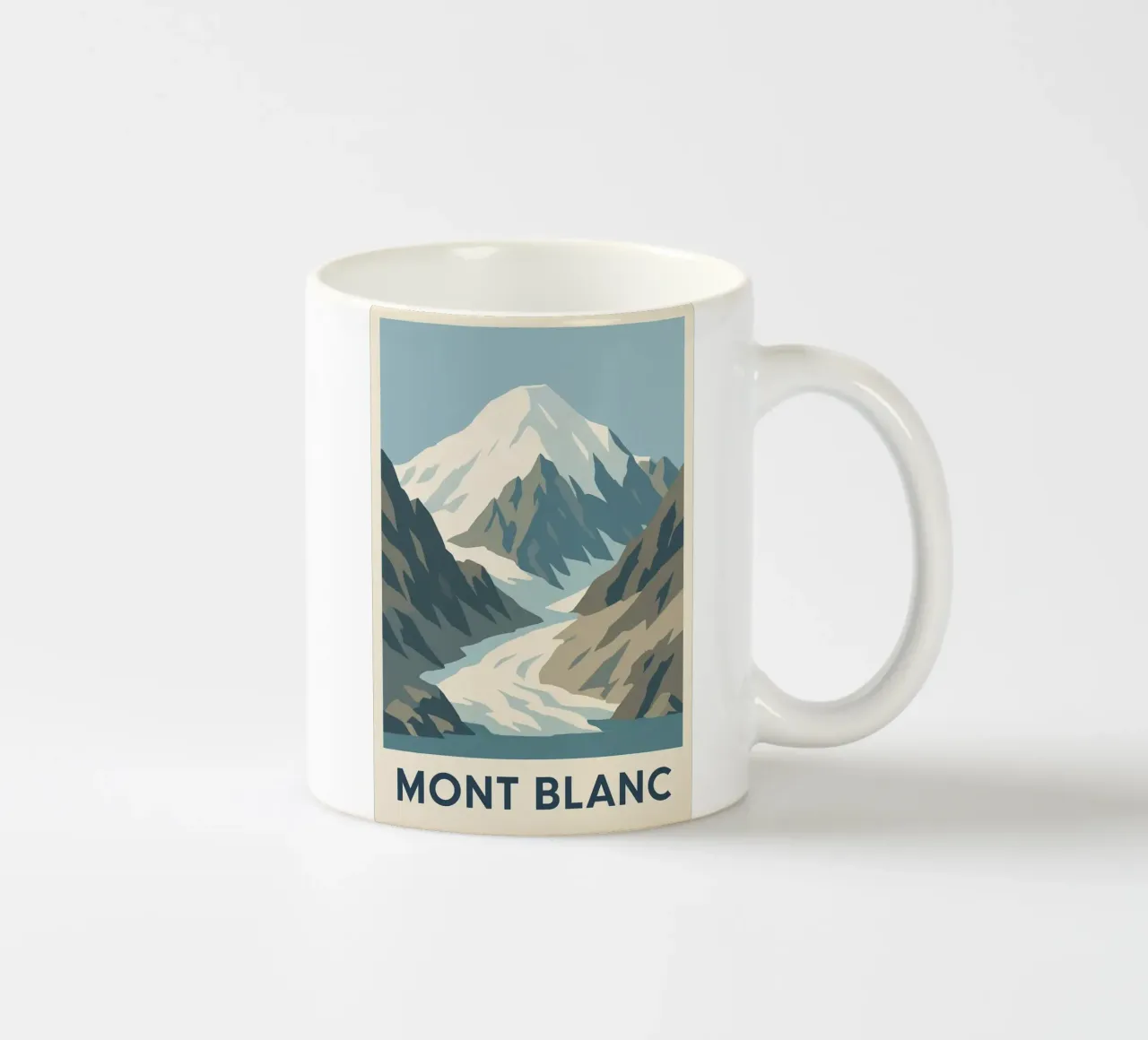 Il Monte Bianco, la forza tranquilla delle vette tazza in ceramica da JETLAG | affiches voyage