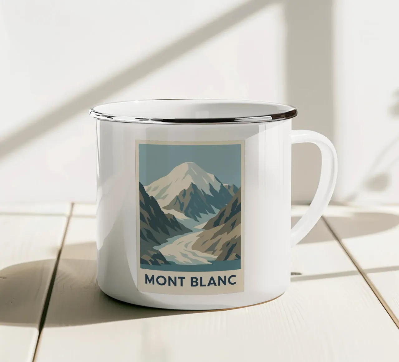 Il Monte Bianco, la forza tranquilla delle vette tazza in smalto da JETLAG | affiches voyage
