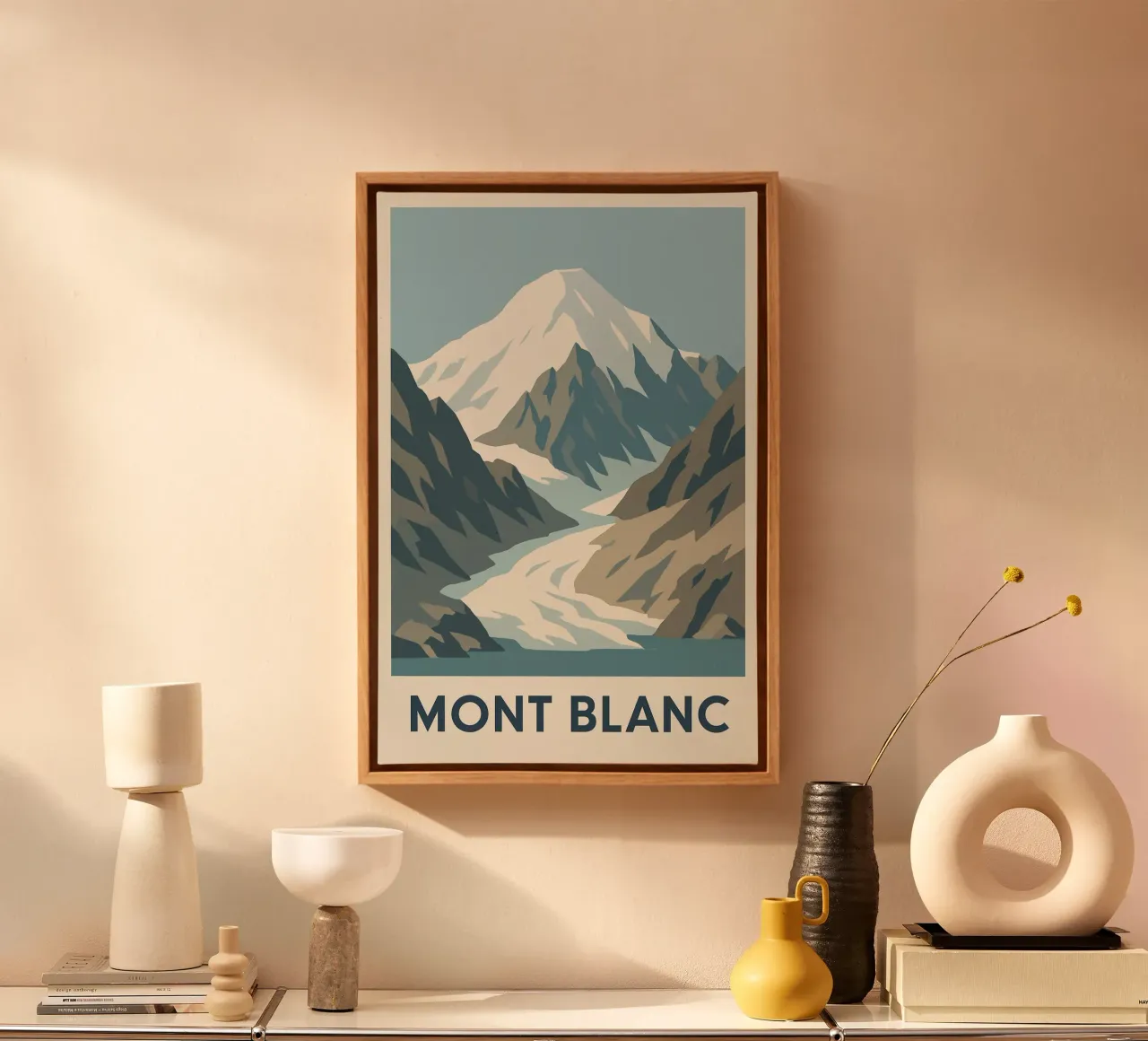 Il Monte Bianco, la forza tranquilla delle vette tela con Cornice a cassetta da JETLAG | affiches voyage