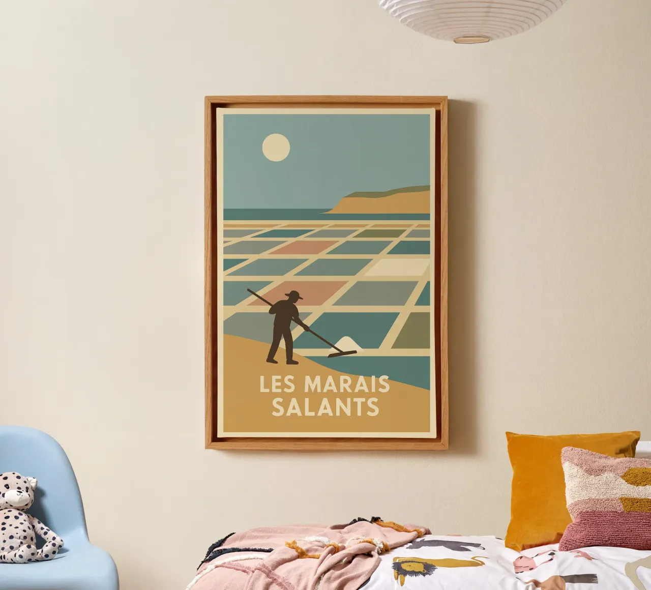 Salty colours and summer sunshine in the salt marshes canvas with Floater frame by JETLAG | affiches voyage