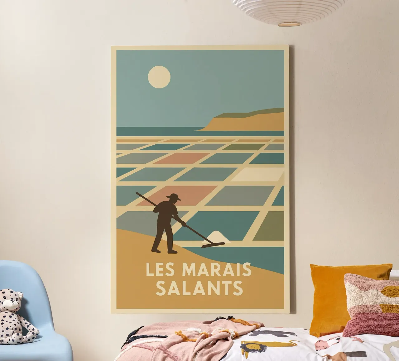 Salty colours and summer sunshine in the salt marshes canvas with Floater frame by JETLAG | affiches voyage