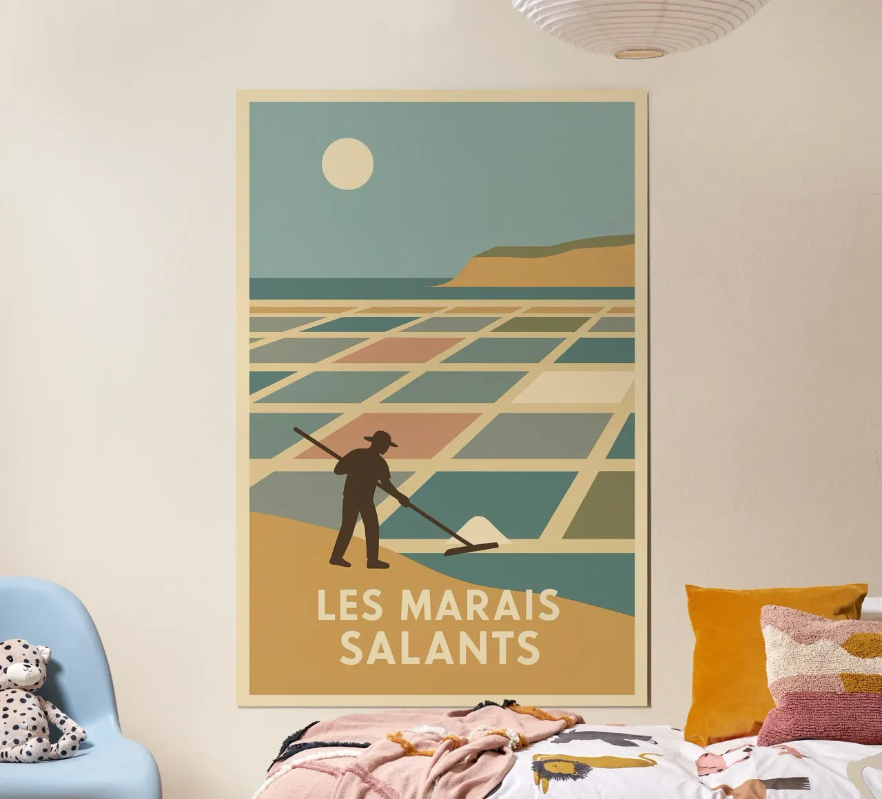 Colori salati e sole estivo in salina poster con telaio in plastica da JETLAG | affiches voyage