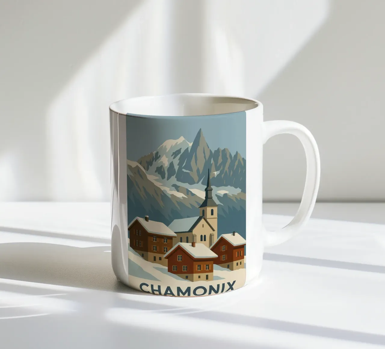 Chamonix, tussen ansichtkaartdorp en alpine majesteit keramische mok van JETLAG | affiches voyage