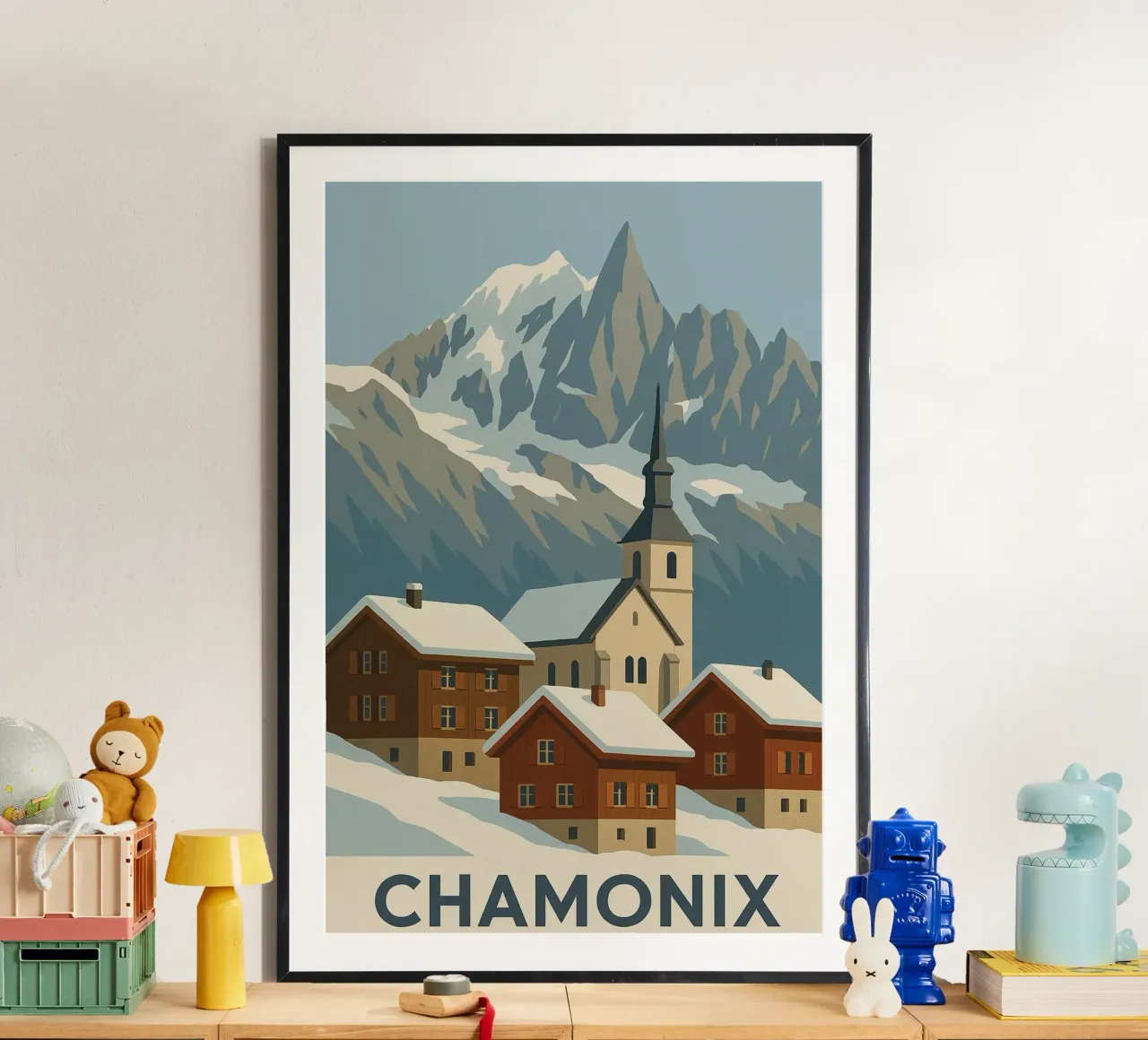 Chamonix, tra villaggio da cartolina e maestosità alpina carta hahnemühle da JETLAG | affiches voyage