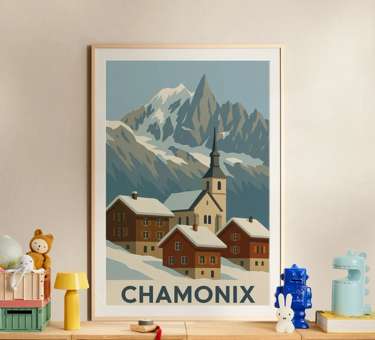 Chamonix, tra villaggio da cartolina e maestosità alpina carta hahnemühle da JETLAG | affiches voyage