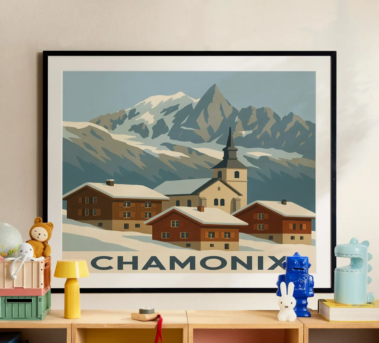 Chamonix, tra villaggio da cartolina e maestosità alpina carta hahnemühle da JETLAG | affiches voyage