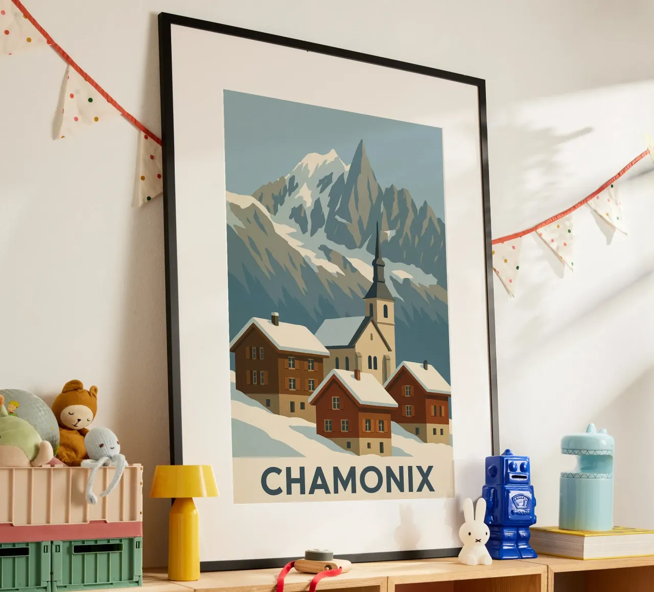 Chamonix, tra villaggio da cartolina e maestosità alpina carta hahnemühle da JETLAG | affiches voyage