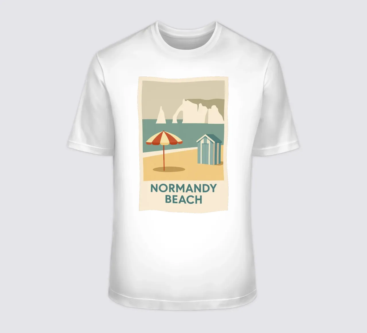 Fuga retrò sulla spiaggia della Normandia t-shirt da JETLAG | affiches voyage