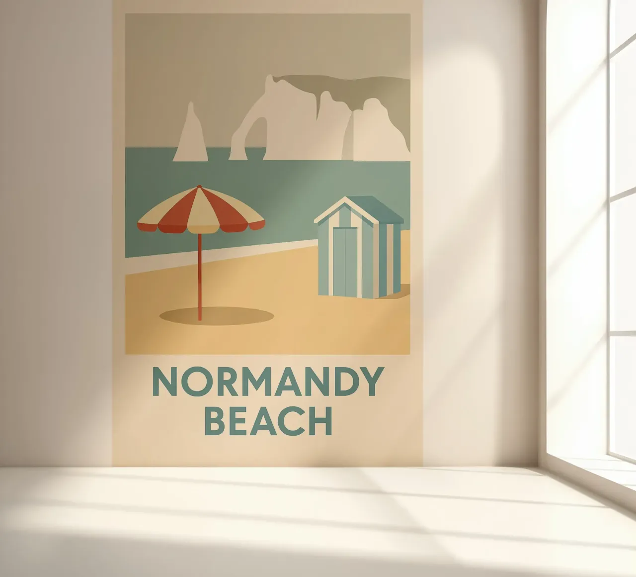 Retro escape on Normandy Beach photo wallpaper by JETLAG | affiches voyage