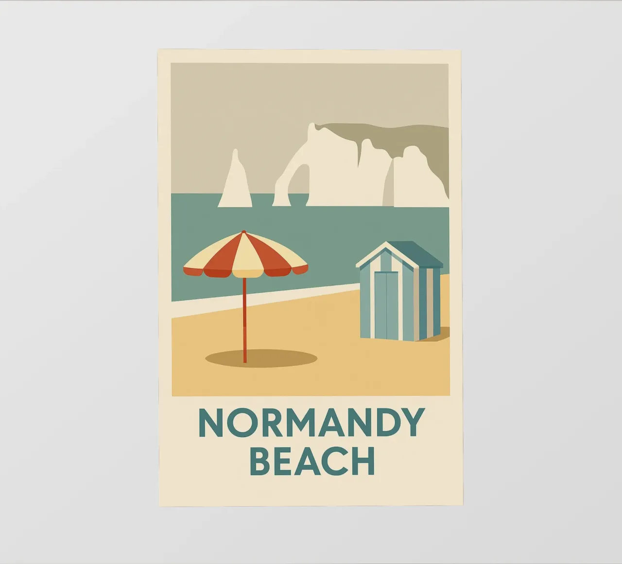 Fuga retrò sulla spiaggia della Normandia telo in pvc da JETLAG | affiches voyage