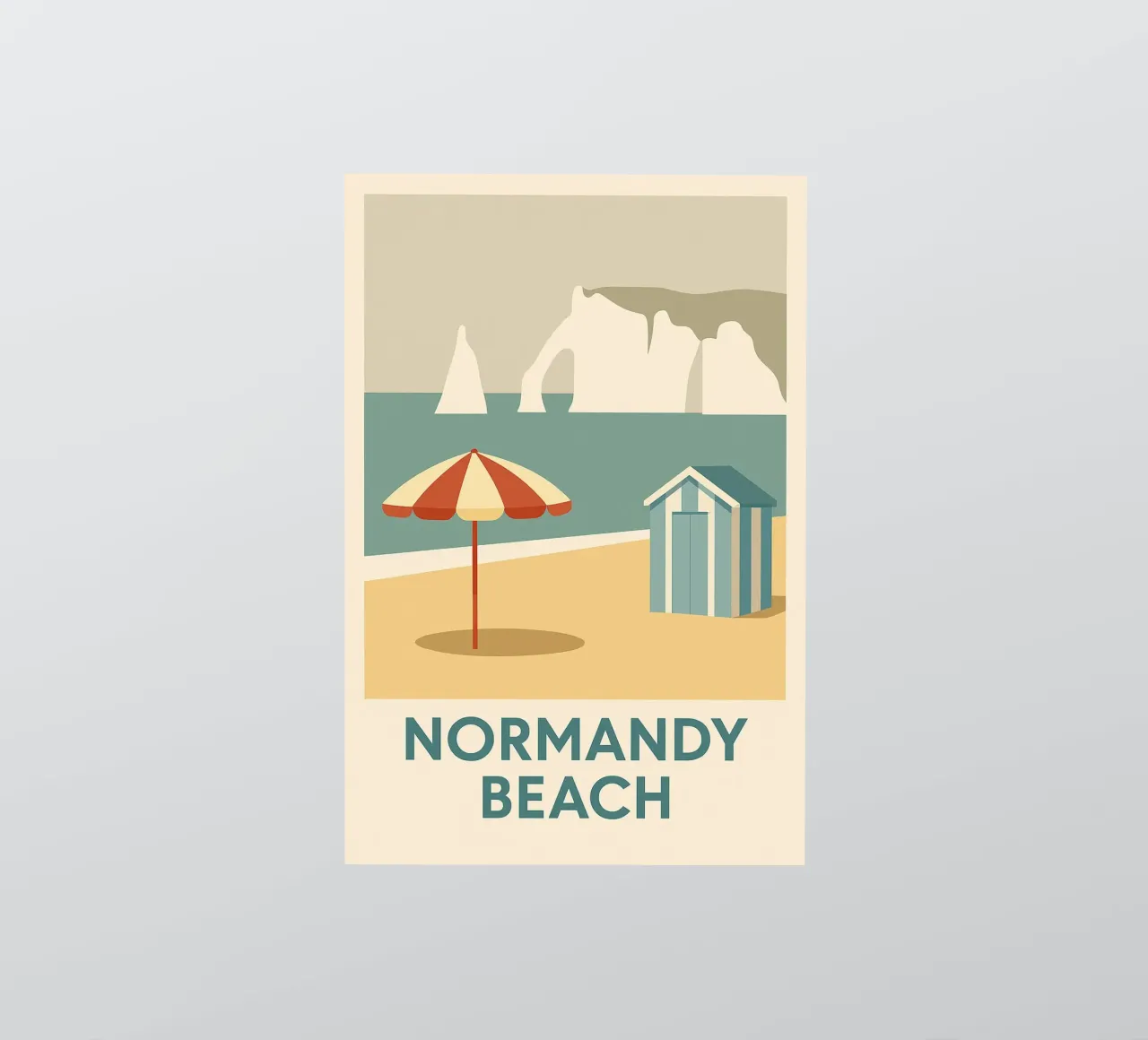 Fuga retrò sulla spiaggia della Normandia adesivo da JETLAG | affiches voyage