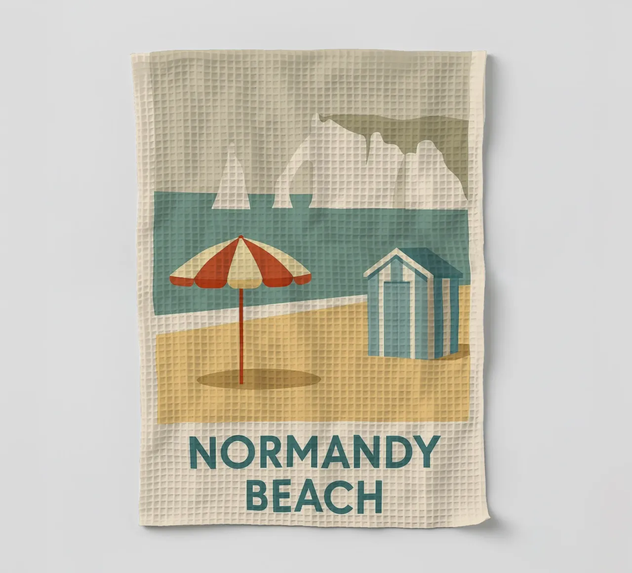Fuga retrò sulla spiaggia della Normandia canovaccio da cucina da JETLAG | affiches voyage