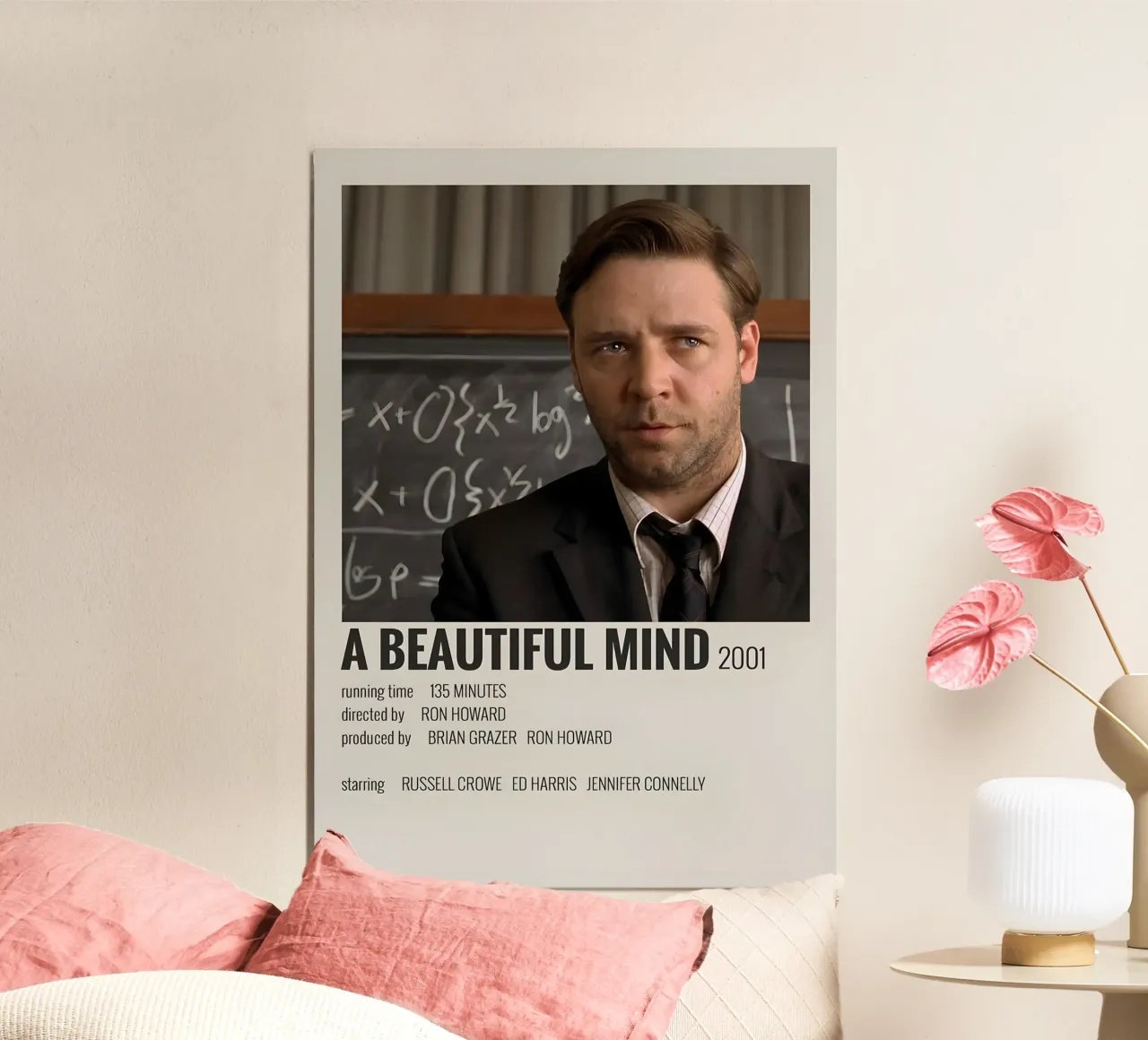 A BEAUTIFUL MIND 2001 poster con telaio in legno da MVFminimalist