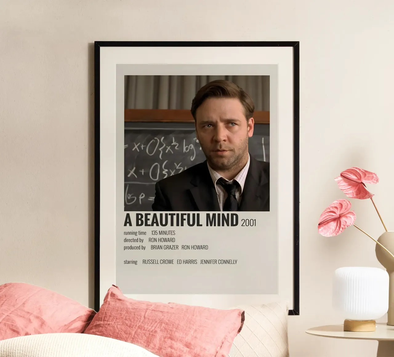 A BEAUTIFUL MIND 2001 poster con telaio in legno da MVFminimalist