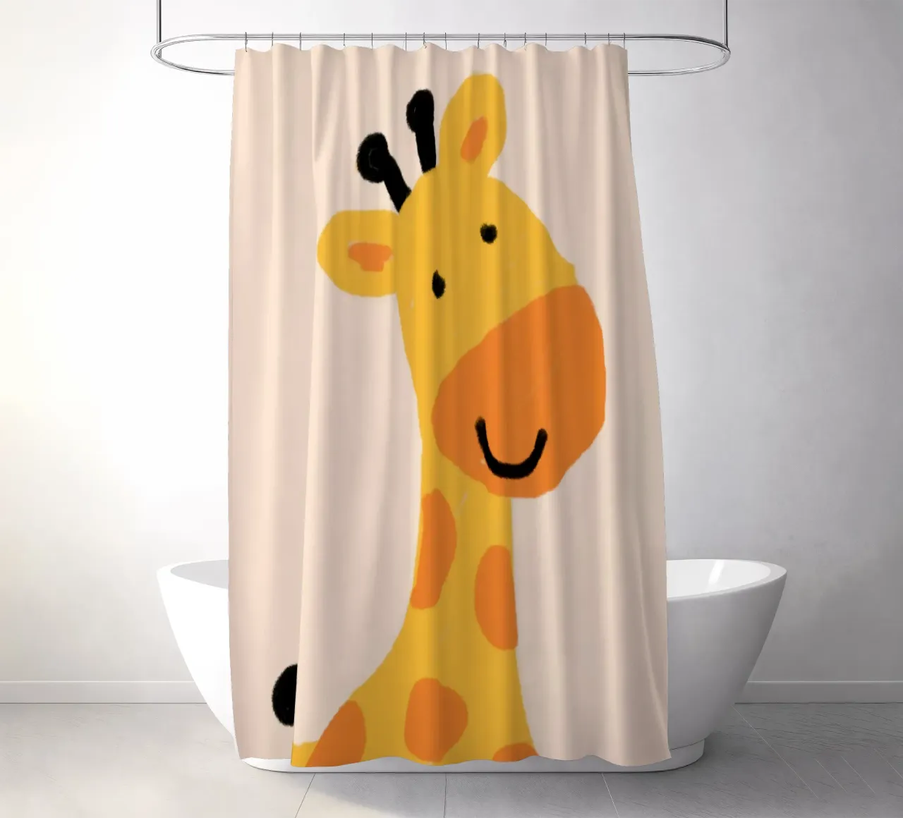 Nursery cartoon giraffe shower curtain by Little Dean