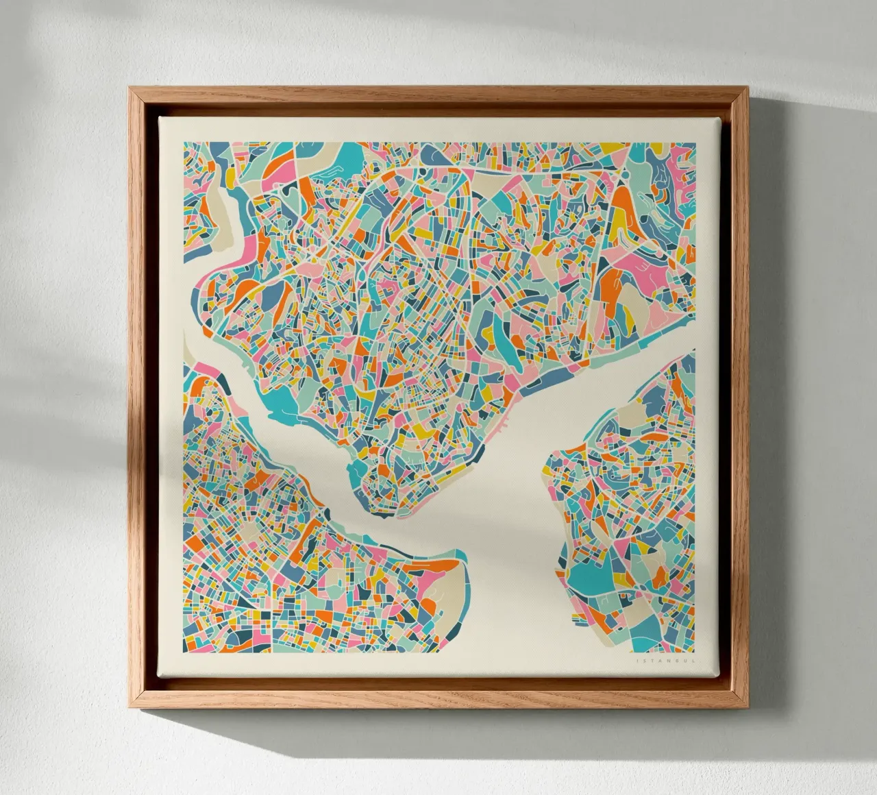 ISTANBUL KAART canvas met Baklijst van Jazzberry Blue
