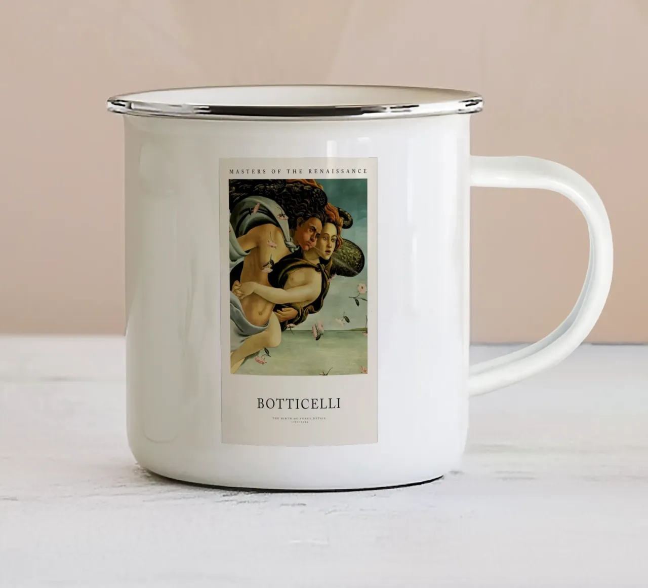 Botticelli - The Birth of Venus Detail II tazza in smalto da Vintage by JUNIQE