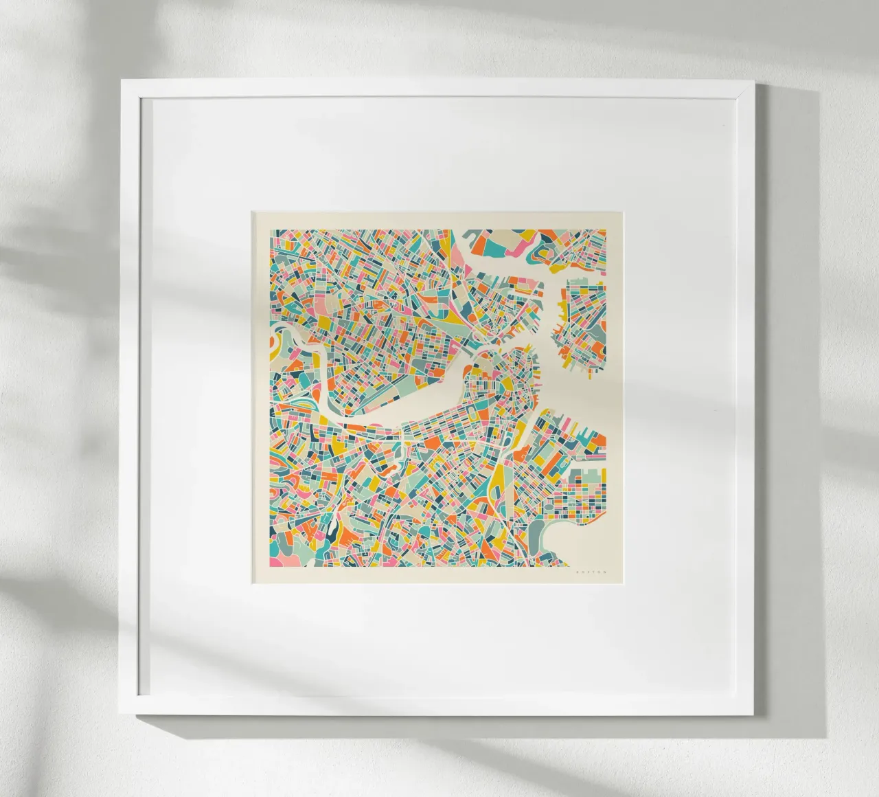 MAPPA DI BOSTON poster con telaio in legno da Jazzberry Blue