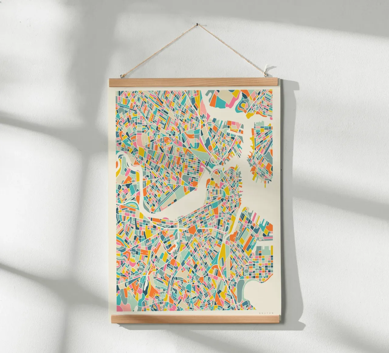 MAPPA DI BOSTON poster con telaio in legno da Jazzberry Blue