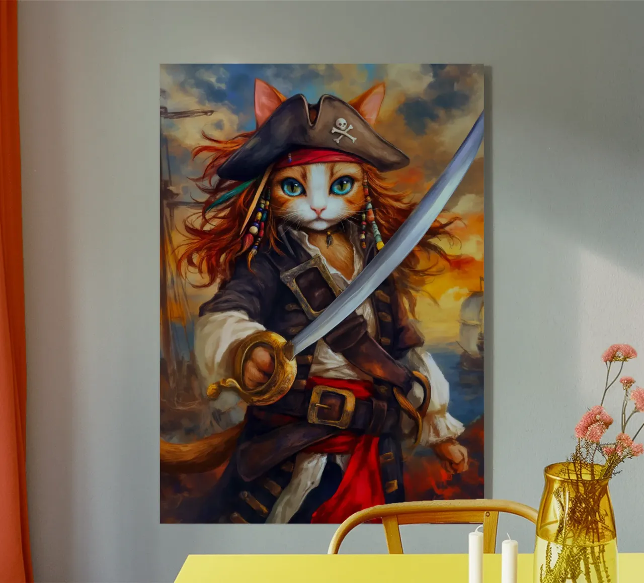 Piratas del Caribe Capitán Gato con Espada metacrilato de Fleur de Lys