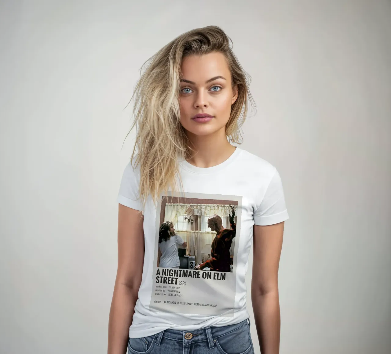 A NIGHTMARE ON ELM STREET 1984 women's fitted t-shirt by MVFminimalist