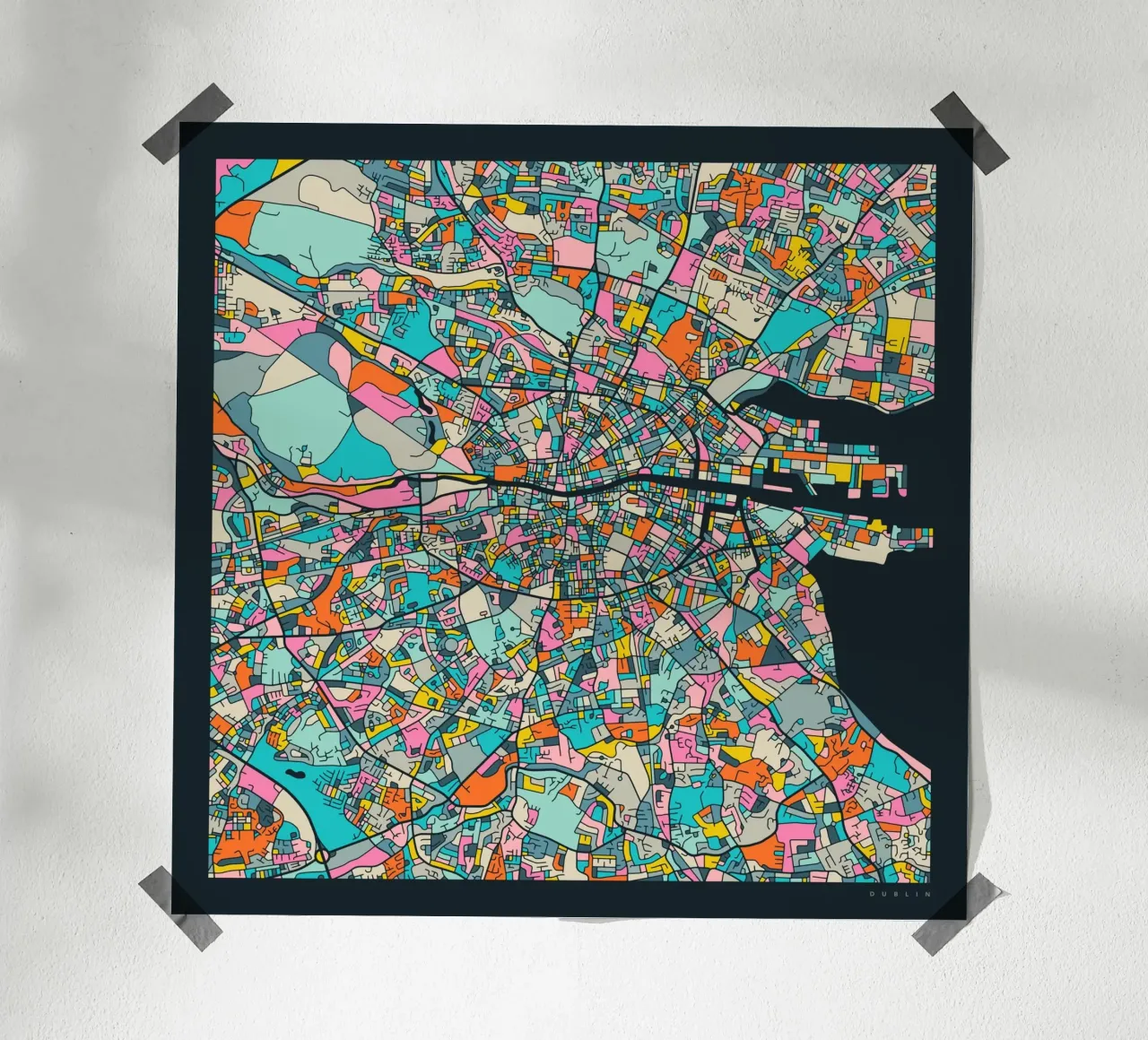 MAPPA DI DUBLINO carta hahnemühle da Jazzberry Blue