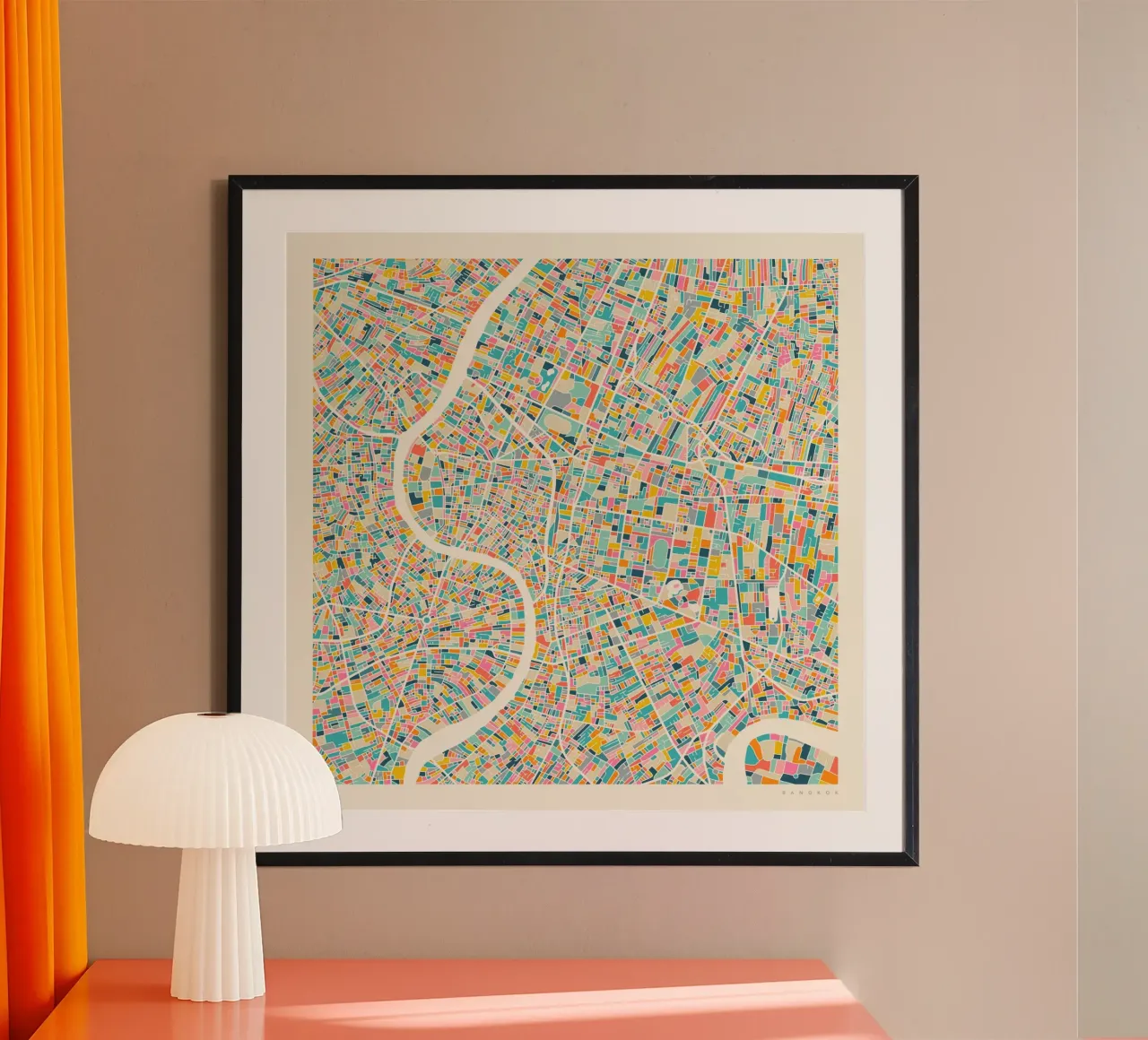 MAPPA DI BANGKOK poster con telaio in plastica da Jazzberry Blue