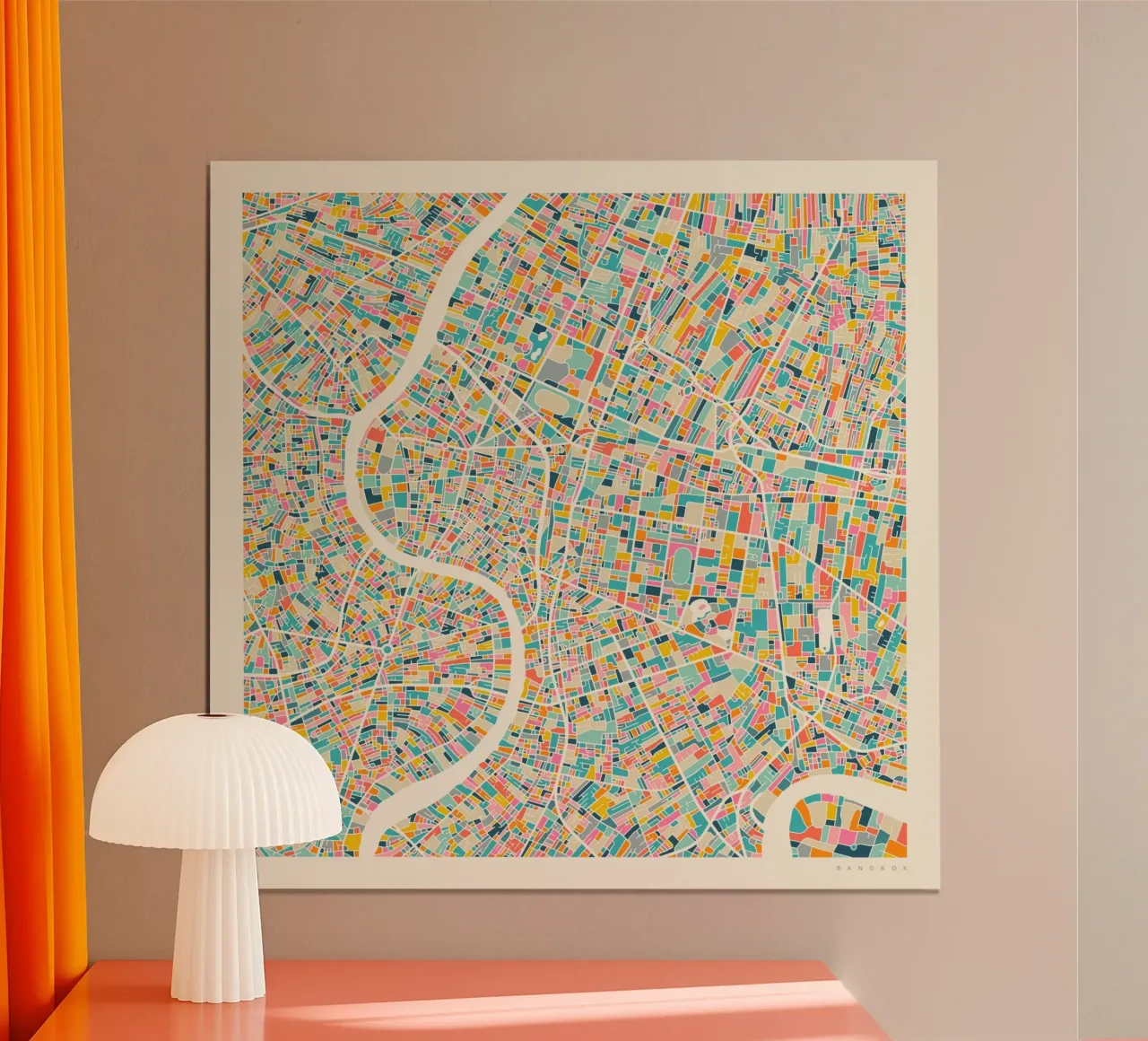 MAPPA DI BANGKOK poster con telaio in plastica da Jazzberry Blue