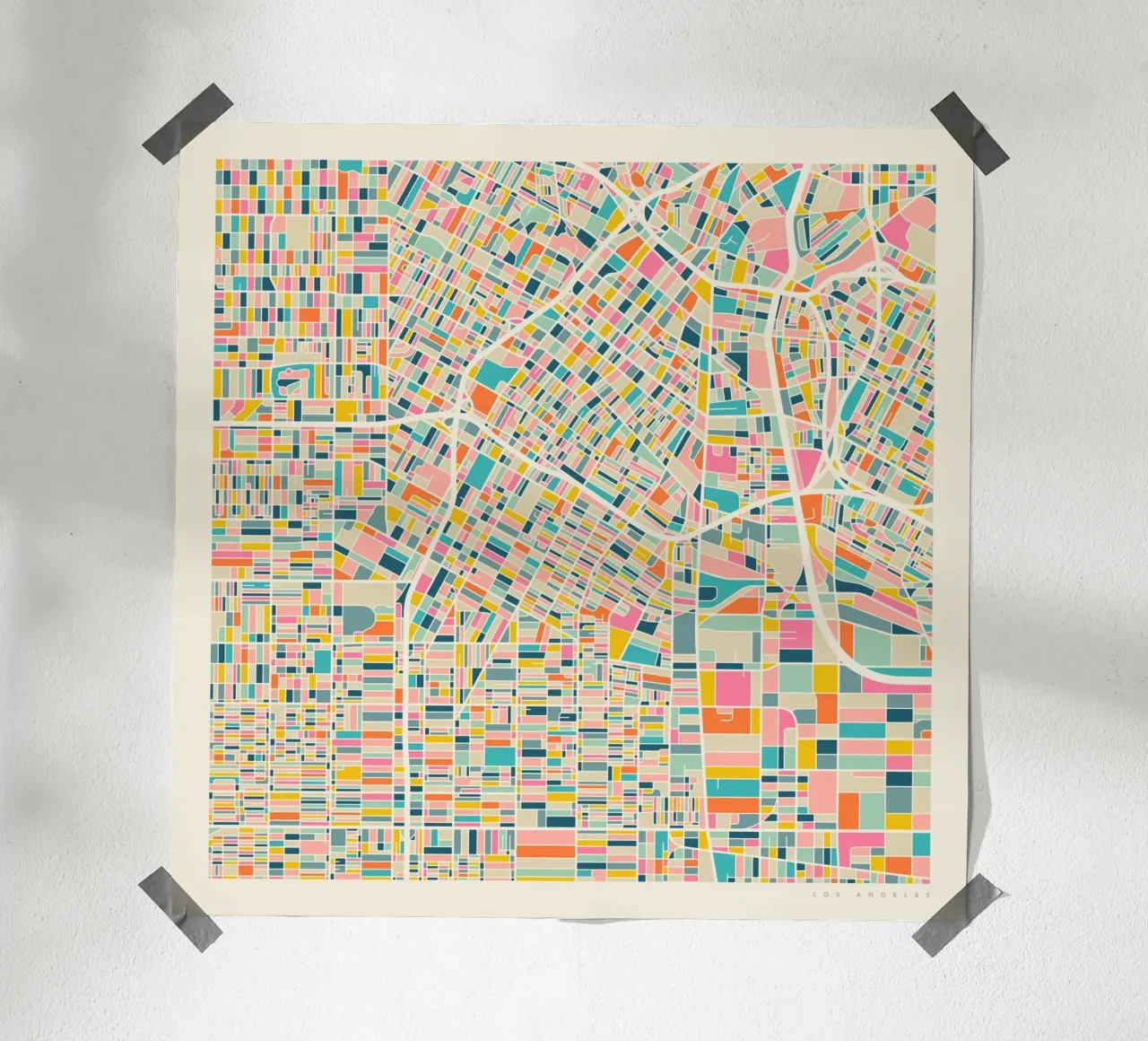 MAPPA DI LOS ANGELES carta hahnemühle da Jazzberry Blue