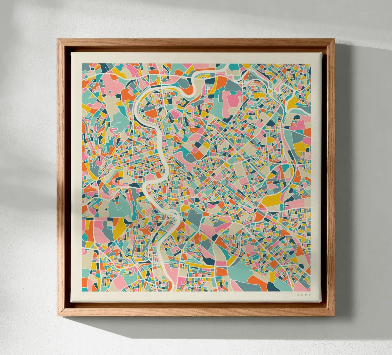 ROME KAART canvas met Baklijst van Jazzberry Blue
