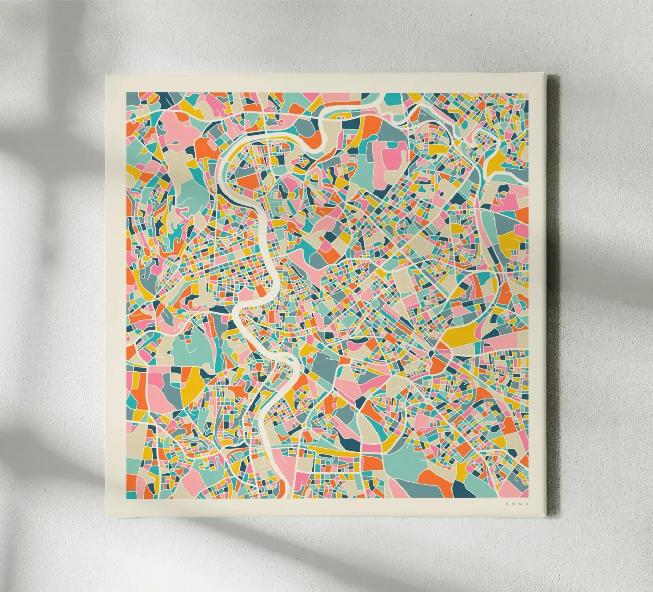 ROME KAART canvas met Baklijst van Jazzberry Blue