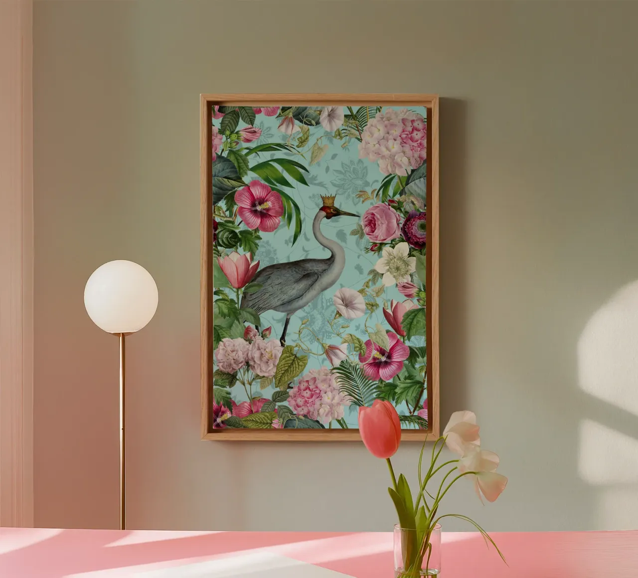Crane King Whimsical Wonderland canvas with Floater frame by Andrea Haase Vintage World