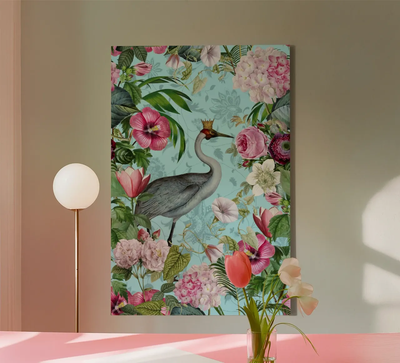 Crane King Whimsical Wonderland canvas with Floater frame by Andrea Haase Vintage World