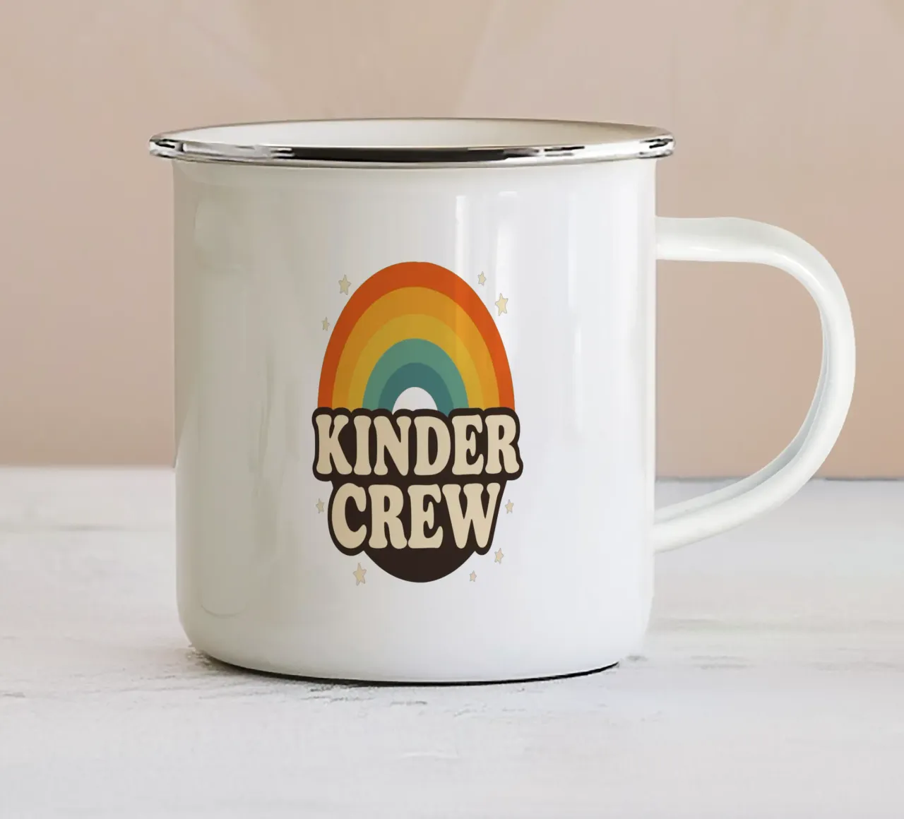 Kinder Crew Retro Rainbow Back to School tazza in smalto da Doodle Dudes