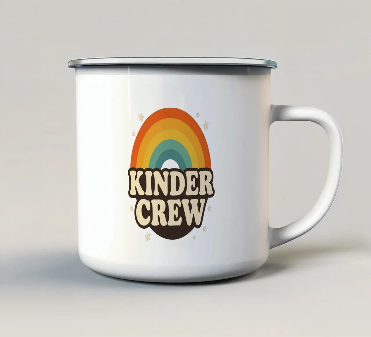 Kinder Crew Retro Rainbow Back to School tazza in smalto da Doodle Dudes