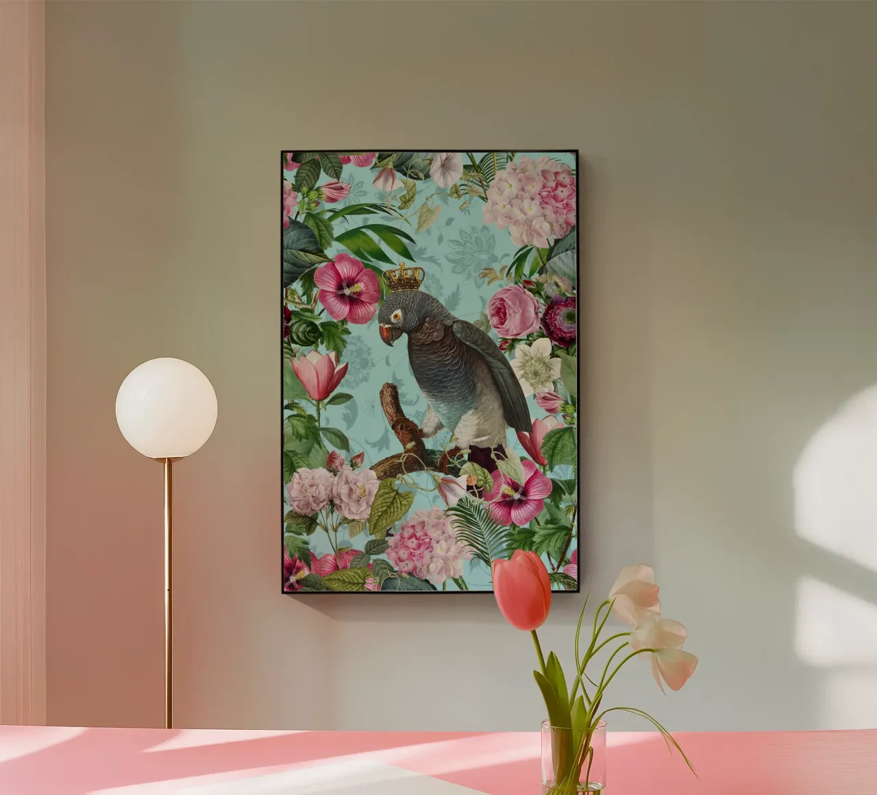 Il re dei pappagalli nel suo regno tropicale plexiglass da Andrea Haase Vintage World