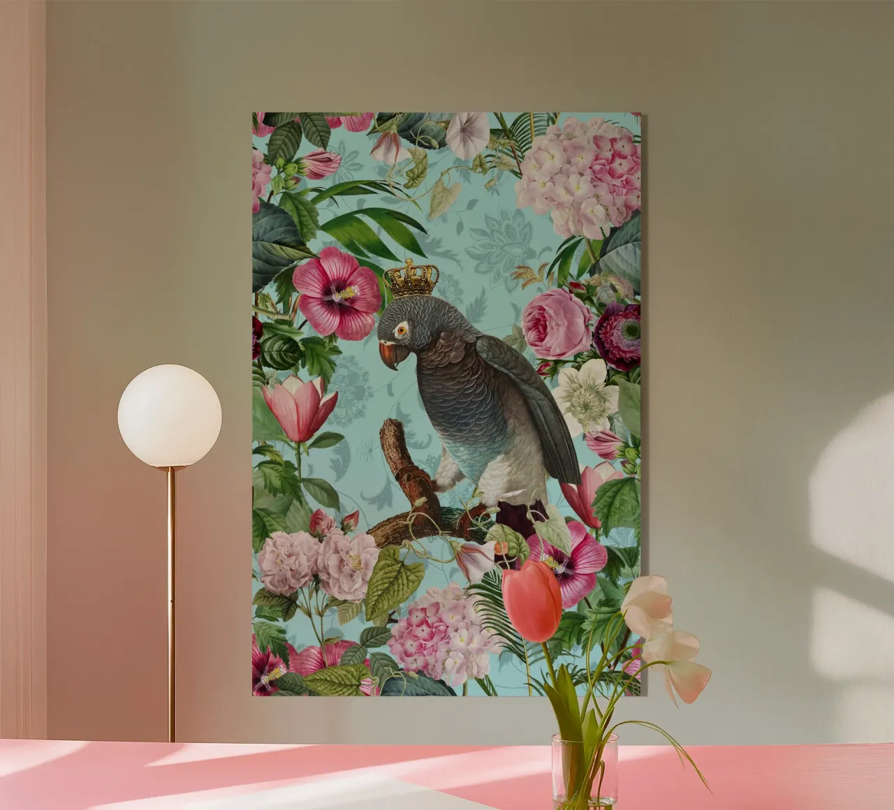 Il re dei pappagalli nel suo regno tropicale plexiglass da Andrea Haase Vintage World