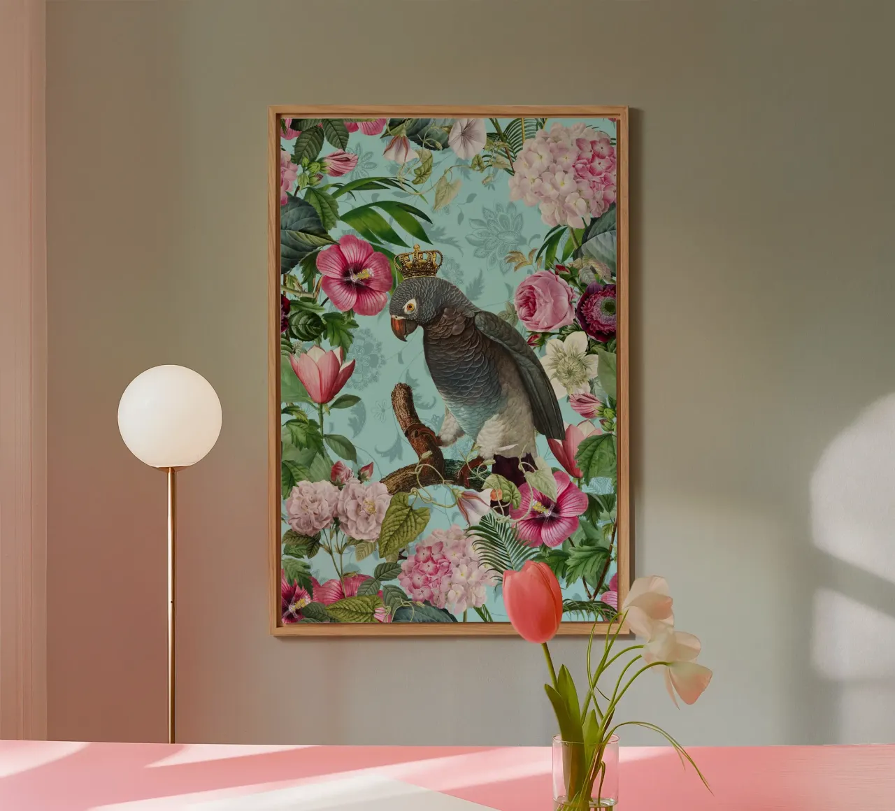 Il re dei pappagalli nel suo regno tropicale alluminio dibond da Andrea Haase Vintage World