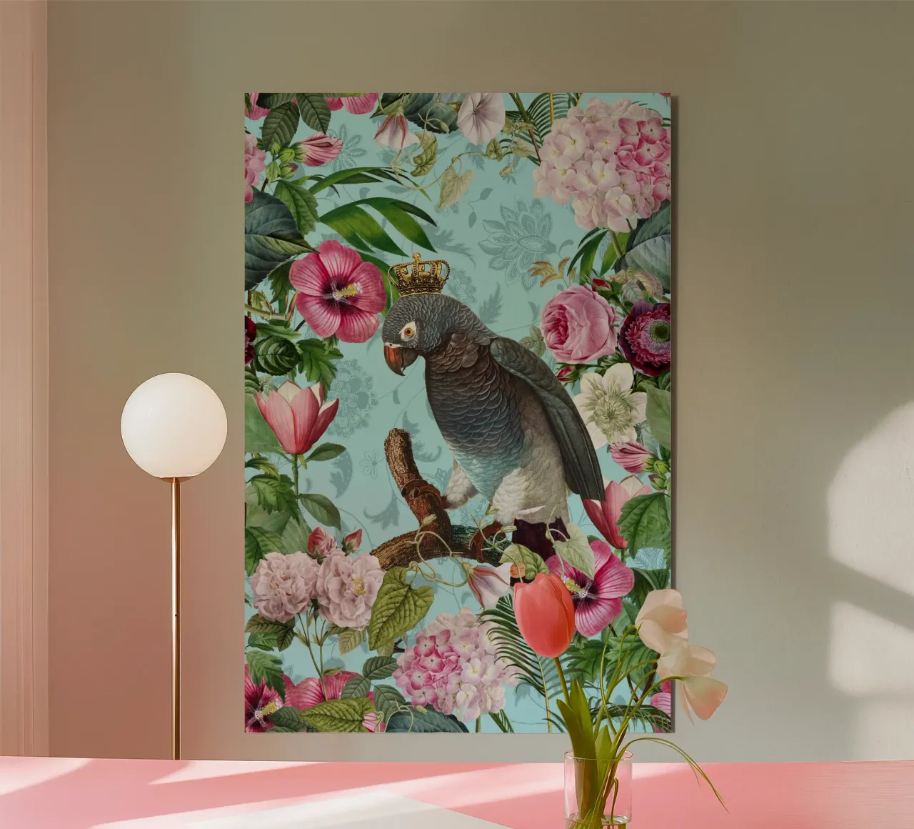 Il re dei pappagalli nel suo regno tropicale alluminio dibond da Andrea Haase Vintage World