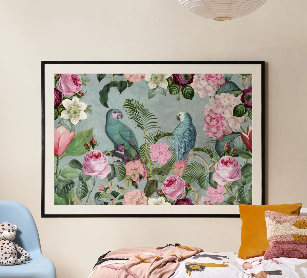 Cita con los loros de la selva poster con marco de aluminio de Andrea Haase Vintage World