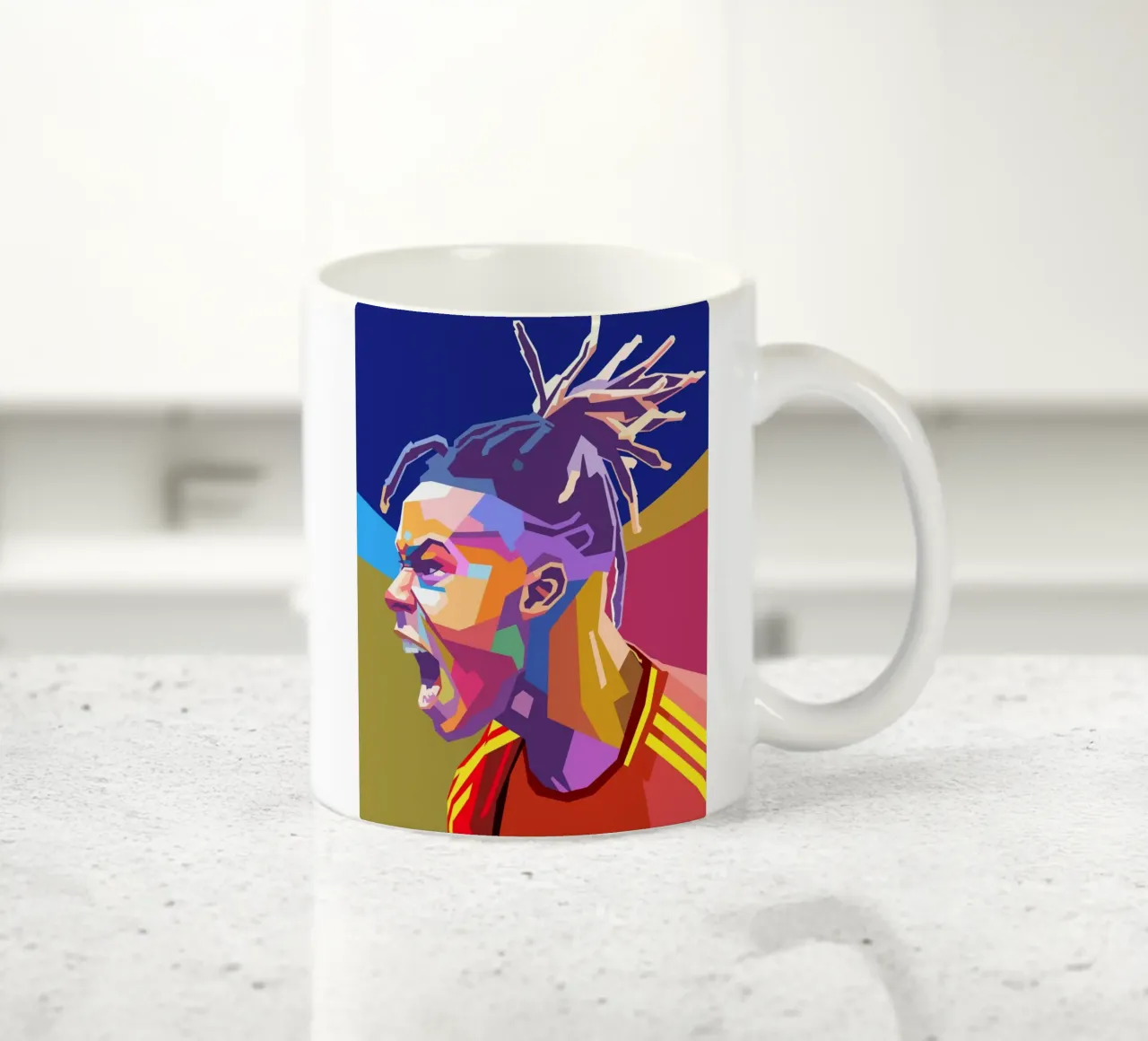 Ritratto pop art di Nico Williams tazza in ceramica da Hantamrata