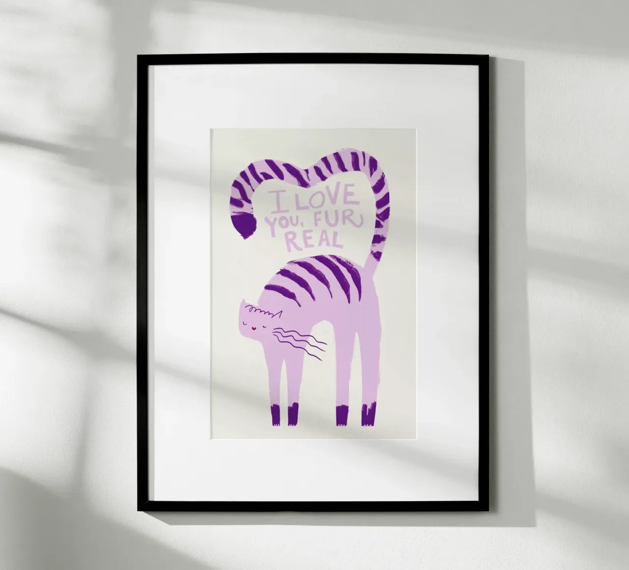 I Love You Fur Real poster met aluminium frame van Pure