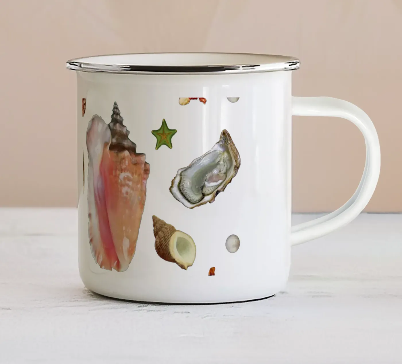 Shell collection enamel mug by MsGonzalez